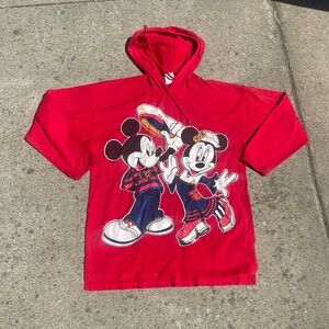Mickey &Minnie Mouse vintage red hooded shirt long sleeve